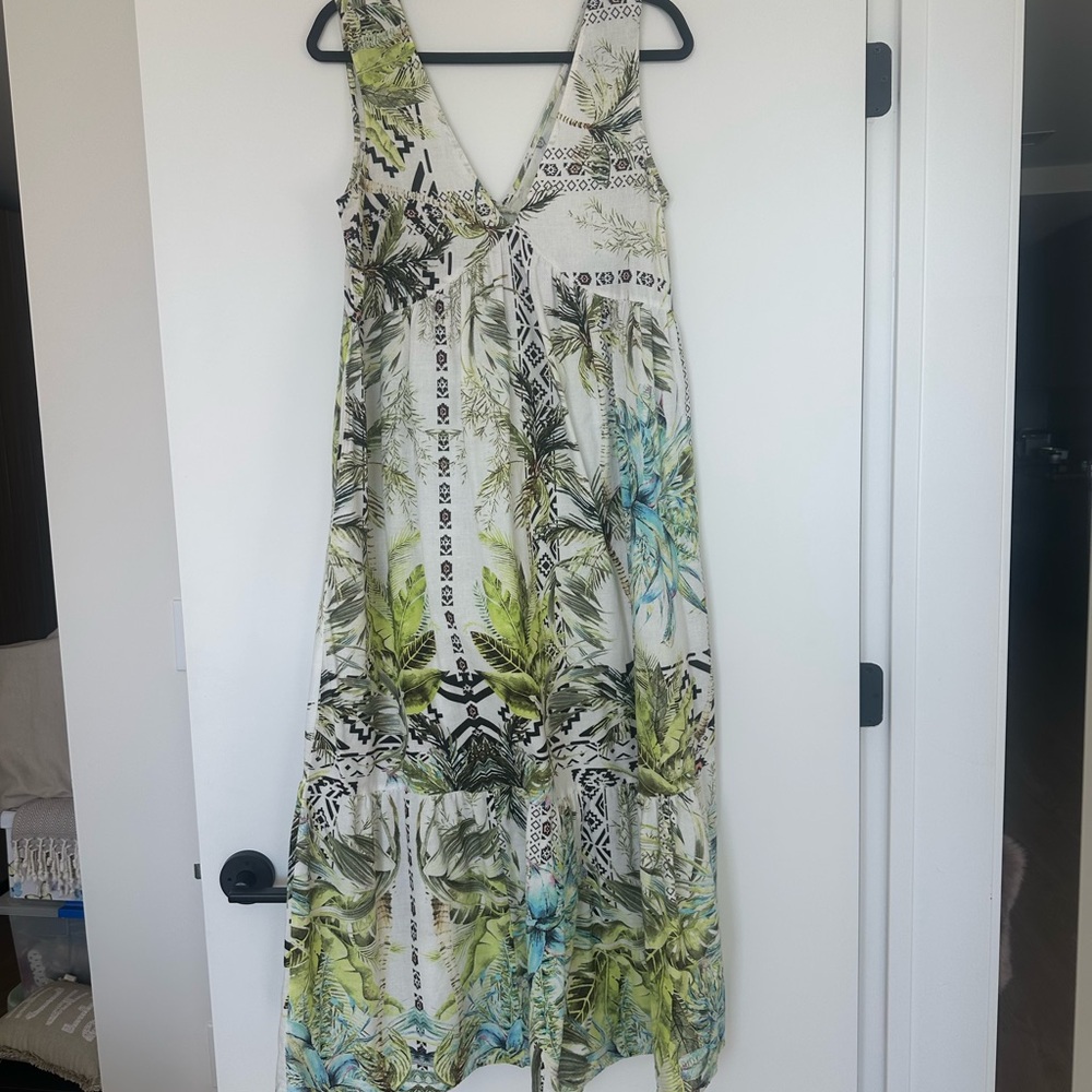 ASOS Leaf Print Dress in Green and Blue